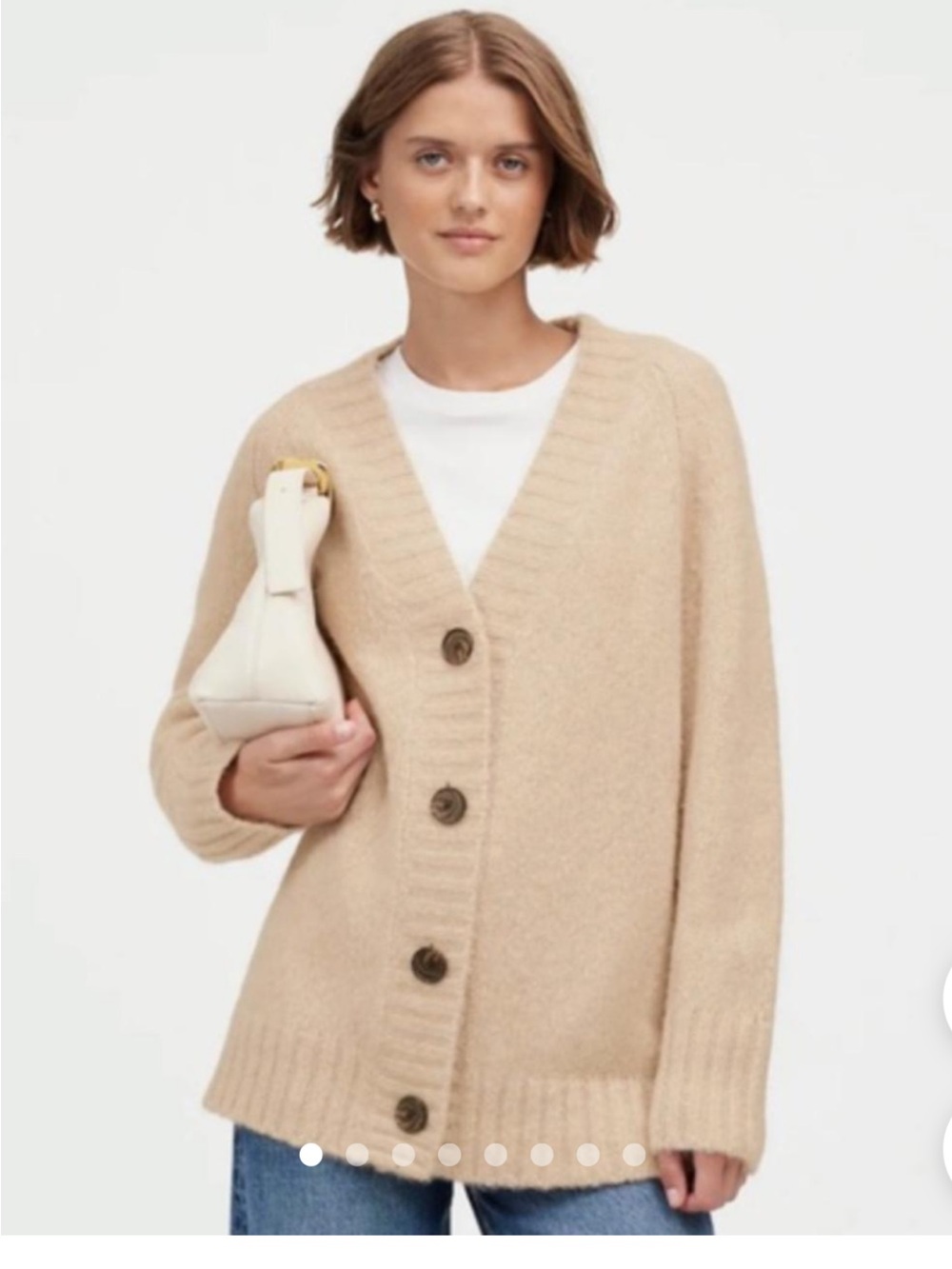 Madewell Chunky Alpaca Blend Cardigan Oversized V-Neck Cozy Core Beige